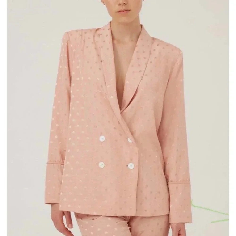 New Keepsake the Label Promise Peach Polka Dot Double Breasted Blazer NWT